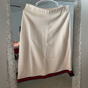 St. John Cream Pencil Skirt with Red and Black Accents